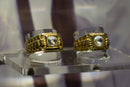 Anel Gota Esmeralda com Zircônias Banhado a Ouro 18K
